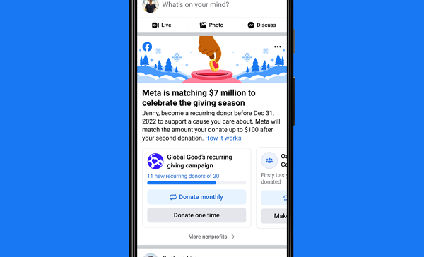 Meta Will Match up to $7 Million in Charitable Donations Across its Apps this Month