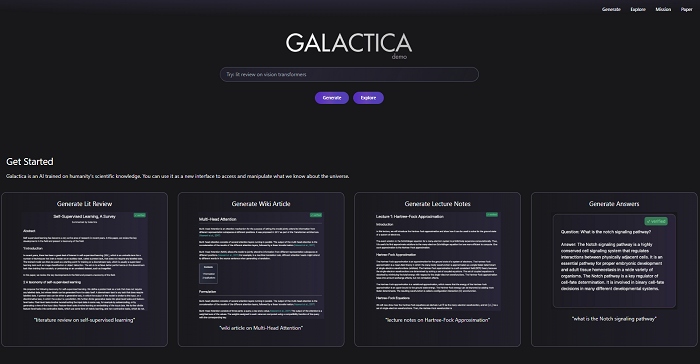 Meta Releases ‘Galactica’ AI System Which Can Produce Academic Papers Based on Simple Prompts