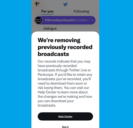 Twitter is Removing is Archive of Recorded Live-Streams