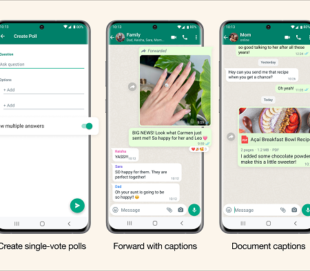 WhatsApp Adds More Single-Vote Polls, New Captions Options on Re-Shares
